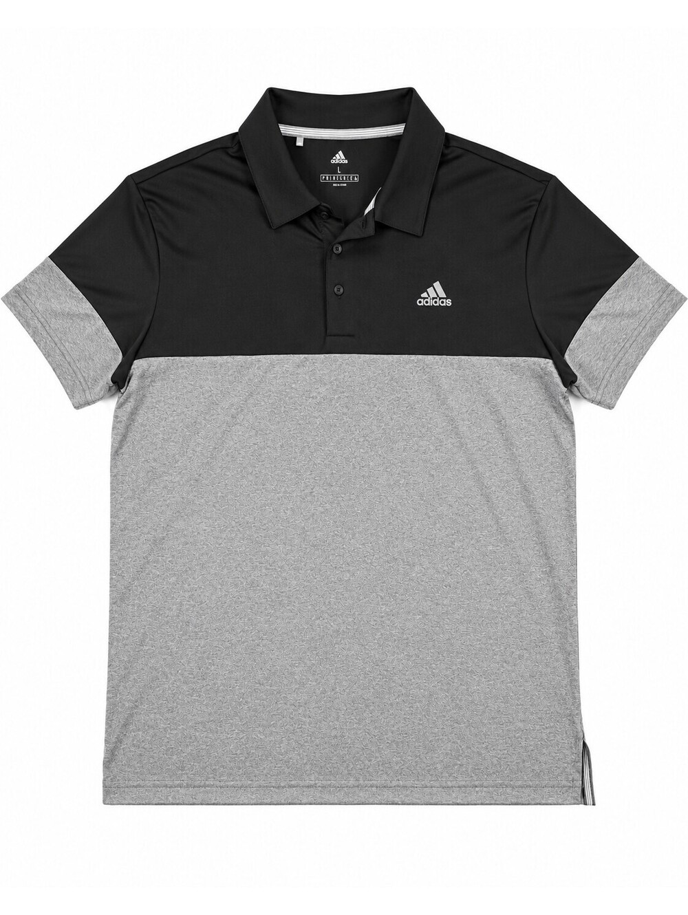 Adidas Men's Colorblock Polo Shirt - Black and Gray, Size L